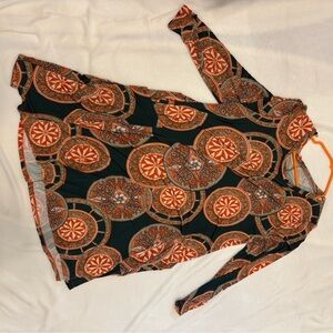 EUC 3X Orange and Brown A-Line Knee-Length Tunic